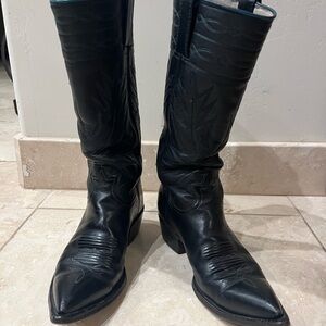 Black Leather Cowboy Boots